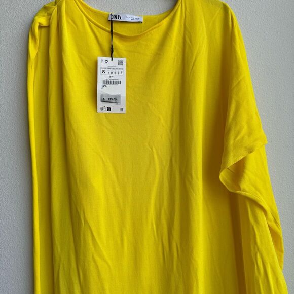 NWT $119 Zara Blogger Favorite Twist Cape Yellow Maxi Vacation Dress Size Small - Picture 2 of 6
